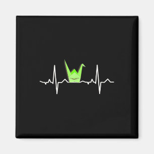 Paper Crane Origami , Heartbeat Ecg Pulse Shirt Magnet