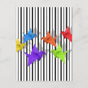 Paper cranes postcard