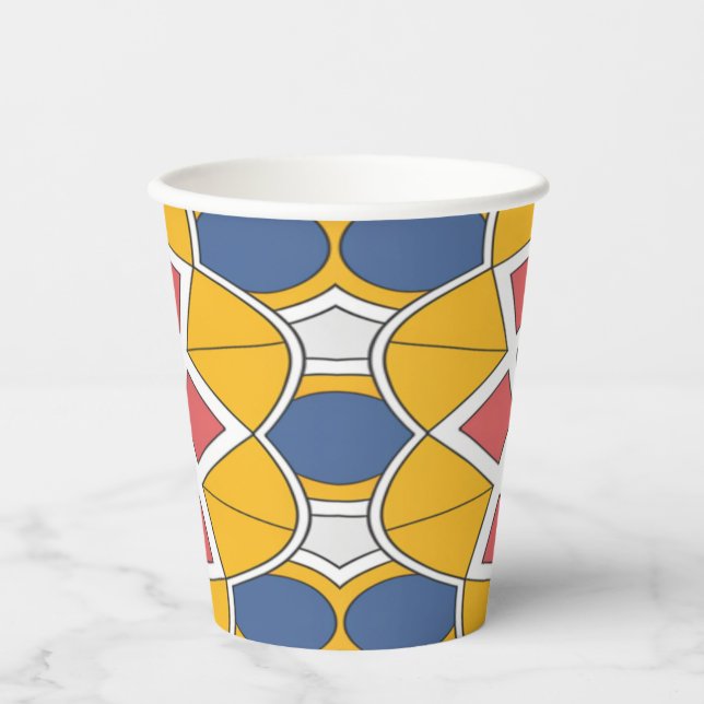Paper cup, A vibrant colourful classic design  Pap Cups (Front)