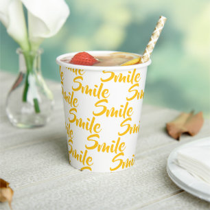 Paper Cup Burnt Yellow Smile