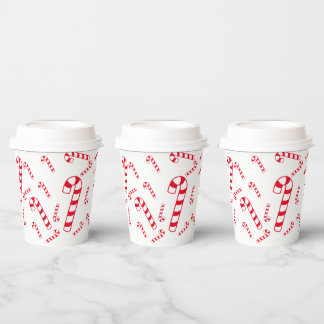 Paper Cup - Candy Canes in Red