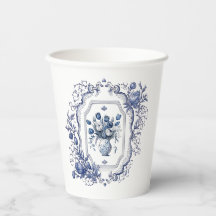 Paper Cup Delft Blue Floral Party Tableware