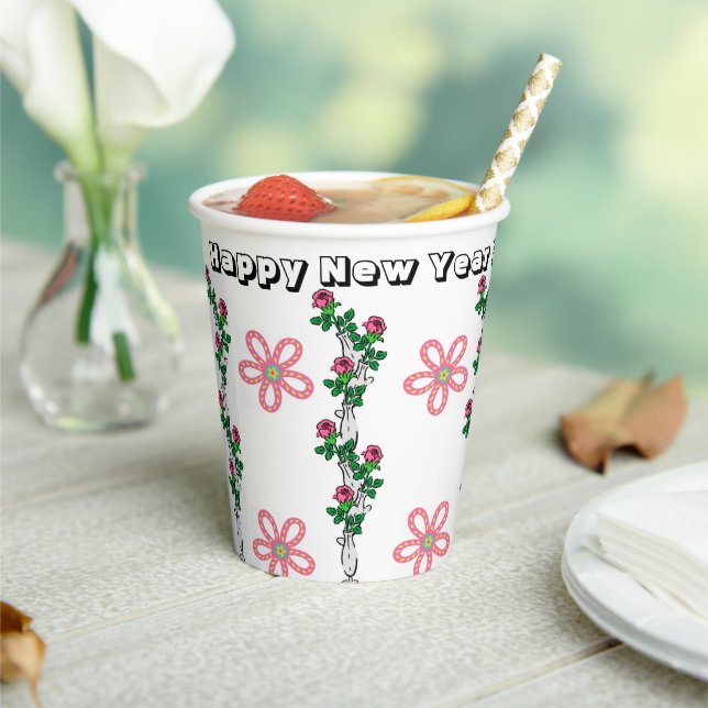 Paper Cup Floral Happy New Year 2025 (Insitu)