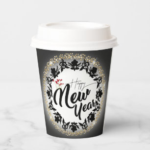 Paper cup for Christmas with Happy Golden New Year