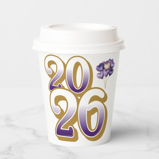 Paper cup-Happy New Year 2026 Tableware Set Cups (Front)