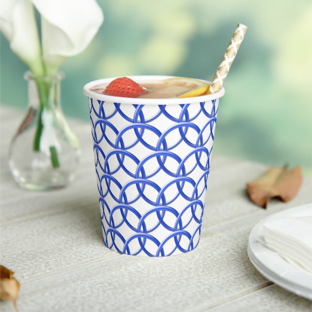 Paper Cup - Interlocking Blue Rings (Insitu)