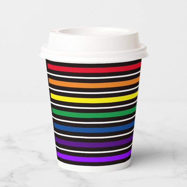 Paper Cup - Rainbow Coloured Bars (Back)