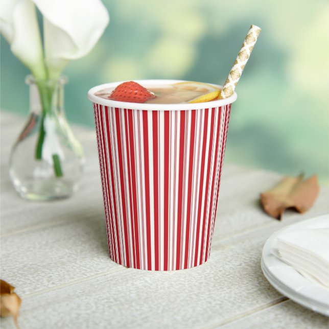 Paper Cup Red & White Stripe (Insitu)