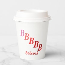 Paper Cup - Shaded Initials, Name in Reds