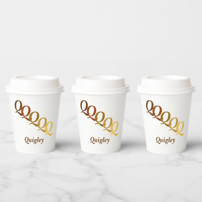Paper Cup - Stepped Initials, Name in Browns (Multi)