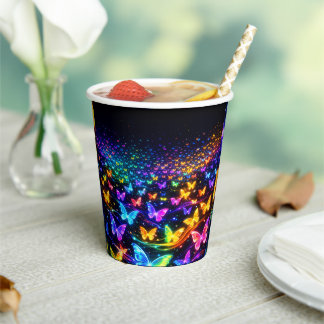 Paper cup with butterfly motif