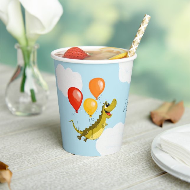 Paper cup with crocodile character for a birthday  (Insitu)