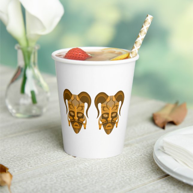 PAPER CUP WITH TARDITIONAL MASK ART (Insitu)
