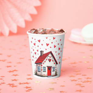 Paper cup with valentine's day design