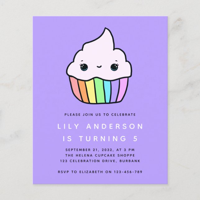PAPER Cupcake Kid's Birthday Party Invitation (Front)
