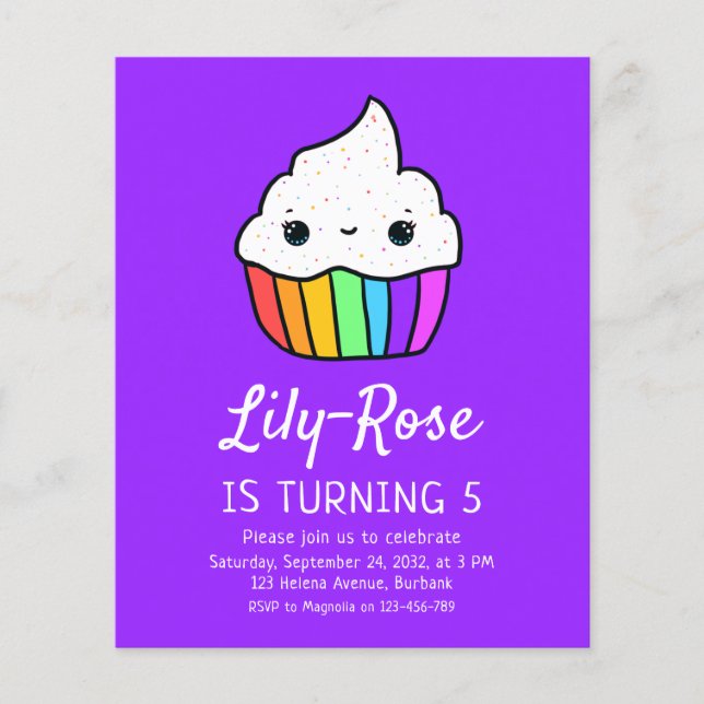  PAPER Cupcake Kid's Birthday Party Invitation (Front)