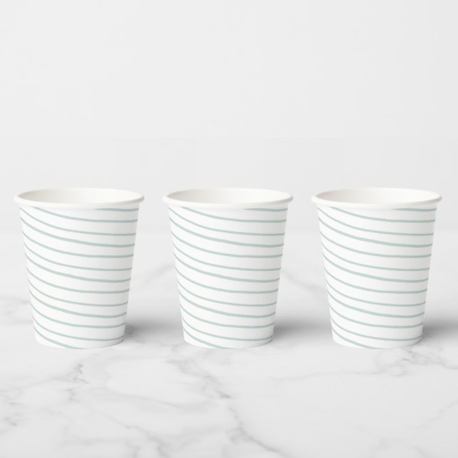Paper Cups (236 ml) - Blue Stripes (Multi)