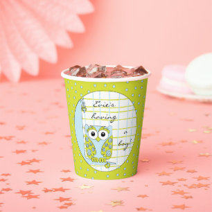 Paper Cups "Blue/Green Owl" 8 oz.