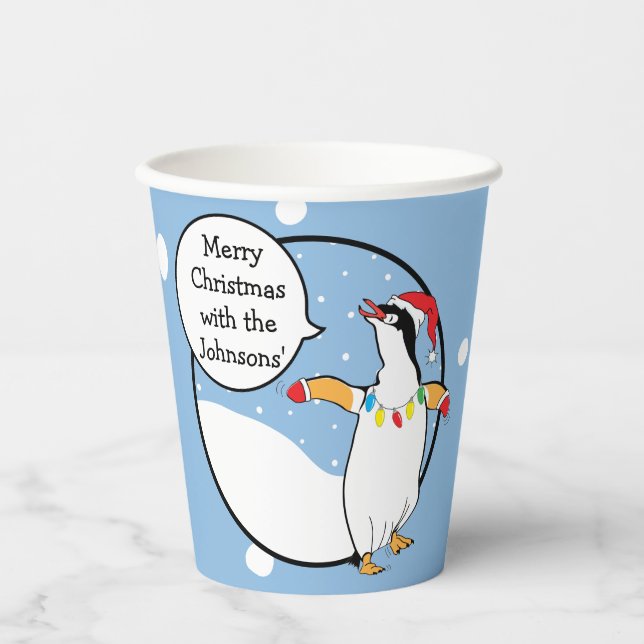 Paper Cups "Happy Penguin"  8 oz. (Front)