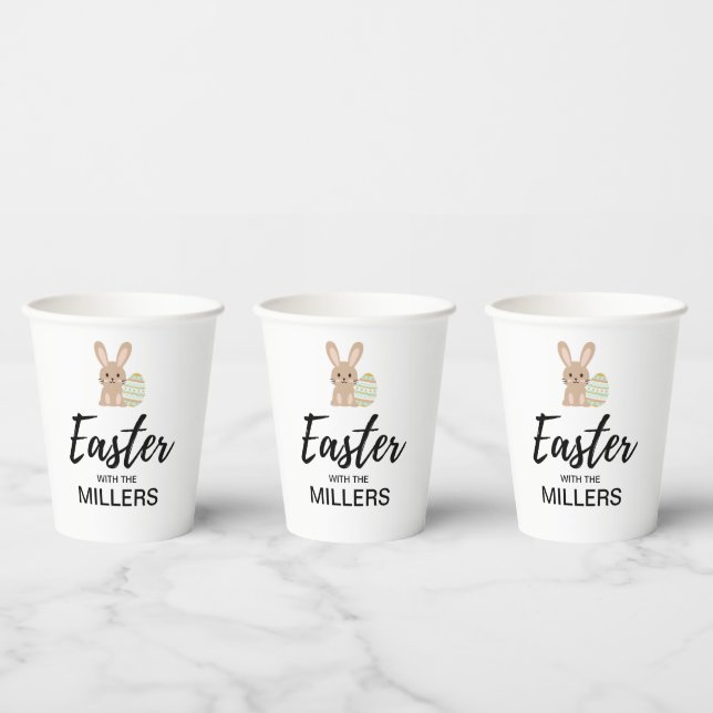 Paper cups, personalized “Easter with the family” Paper Cups (Multi)