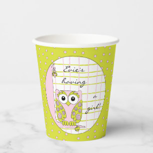 Paper Cups "Pink/Green Owl" 8 oz.