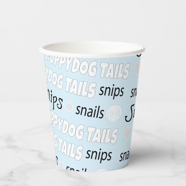 Paper Cups "Snips and Snails"  8 oz. (Front)