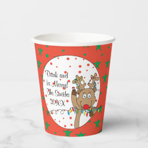 Paper Cups "The Happy Reindeer"  8 oz.