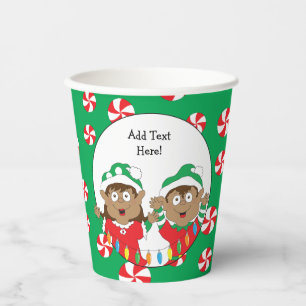 Paper Cups "Two Happy Elves" 8 oz.