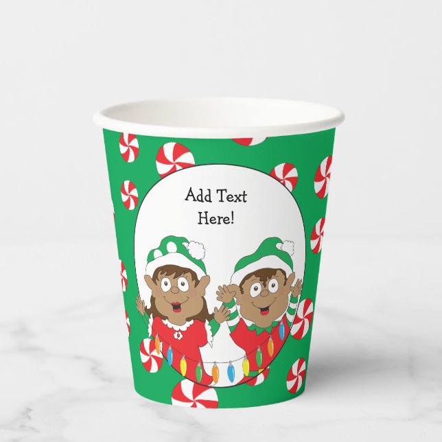Paper Cups "Two Happy Elves"  8 oz. (Front)