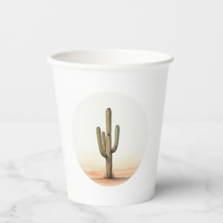 Paper cups watercolour cactus