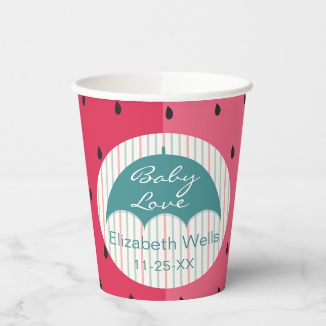 Paper Cups "Watermelon Umbrella"  8 oz. (Left)