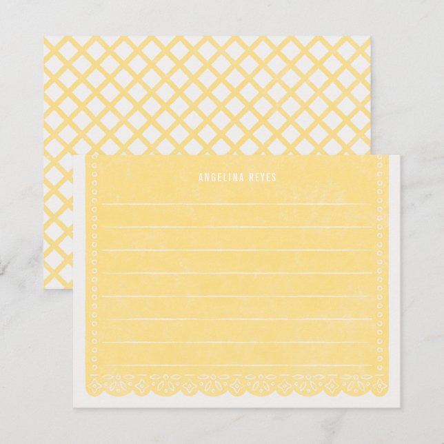 Paper Cut Banner Stationery - Lemon Invitation (Front/Back)