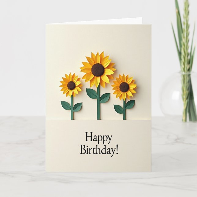 Paper Cut Blossom Birthday Card (Front)