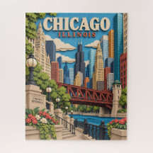 Paper Cut Chicago Skyline Puzzle