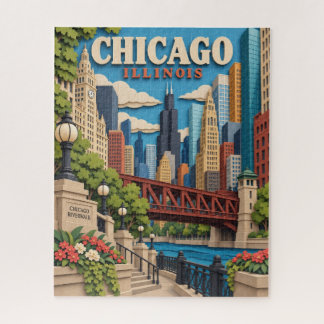Paper Cut Chicago Skyline Puzzle