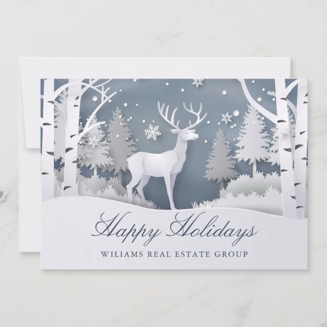 Paper Cut Christmas Composition Corporate Greeting Holiday Card (Front)