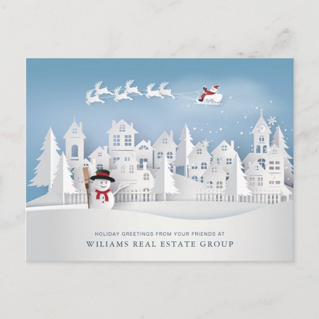 Paper Cut Christmas Composition Corporate Greeting Postcard (Front)