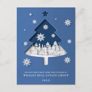 Paper Cut Christmas Composition Corporate Greeting Postcard