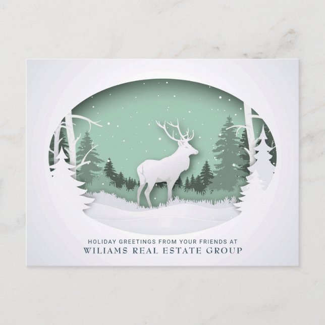 Paper Cut Christmas Composition Corporate Greeting Postcard (Front)