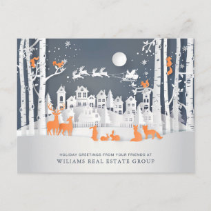 Paper Cut Christmas Composition Corporate Greeting Postcard