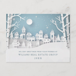 Paper Cut Christmas Composition Corporate Greeting Postcard