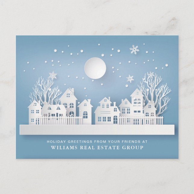 Paper Cut Christmas Composition Corporate Greeting Postcard (Front)