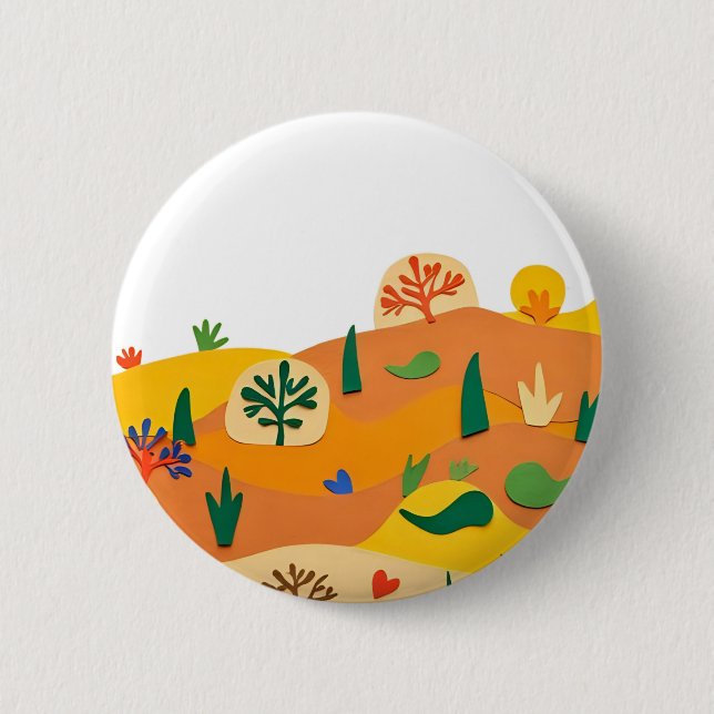 Paper Cut Desert 6 Cm Round Badge (Front)