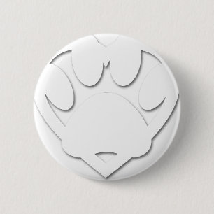 Paper Cut Dog Paw And Heart Shape 6 Cm Round Badge