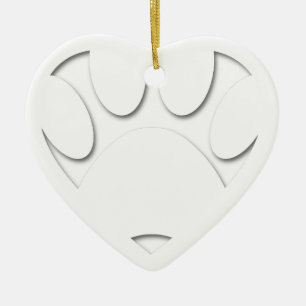 Paper Cut Dog Paw And Heart Shape Ceramic Tree Decoration