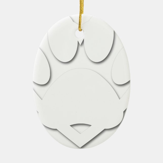 Paper Cut Dog Paw And Heart Shape Ceramic Tree Decoration (Front)