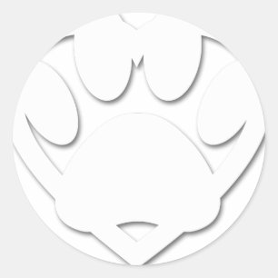 Paper Cut Dog Paw And Heart Shape Classic Round Sticker