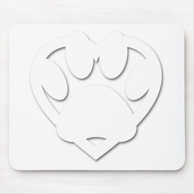 Paper Cut Dog Paw And Heart Shape Mouse Mat (Front)