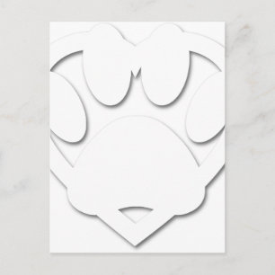 Paper Cut Dog Paw And Heart Shape Postcard
