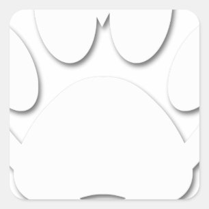 Paper Cut Dog Paw And Heart Shape Square Sticker